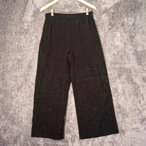Theory women's alkes ghost crepe pants eyelet legs wide leg pull on size Medium